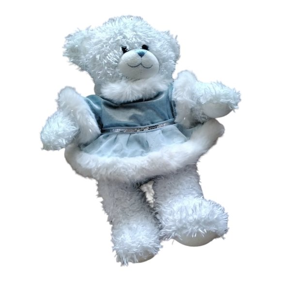Build-A-Bear Teddy 16 Inch White & Blue "Fur" with Blue Nose and Mouth - Picture 3 of 9